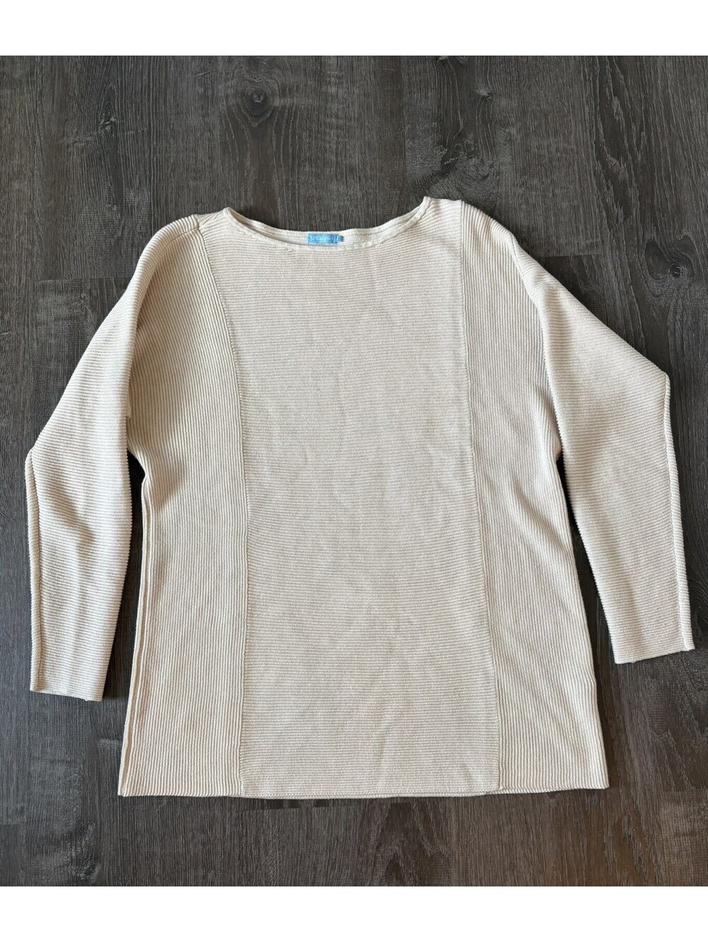 J McLaughlin Sweater Womens small Beige Ribbed Long Sleeve Pullover